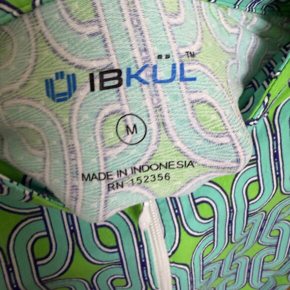 Ibkul Top Womens Medium Greenl 1/4 Zip Short Sleeve Golf Hiking Pattern UPF UV - Picture 9 of 9